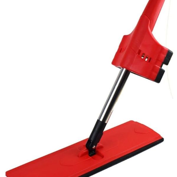 CYBUY Mop for Floor Microfiber Flat Magic Mop || Hands Free Squeeze Mop for Floor, Home, Office || Slider Squeeze Mop || Steel Handle || (Without Bucket) and Microfiber Refill (RED)