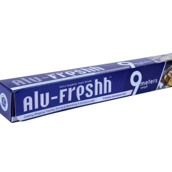 Alu-Freshh Aluminium Foil for Food Packing, Aluminium Foil 9 Meter, Width 30 cm,11 Microns in Thickness, Keeps Food Warm, Fresh, Hygienic (9m (Pack of 1)