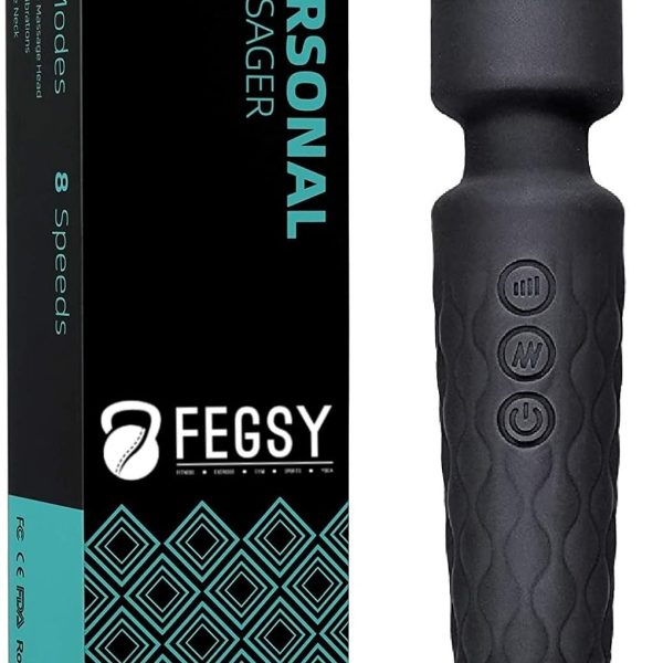 FEGSY Full Body Massager for Women & Men, Rechargeable Wireless Massager Machine for Pain Relief, Handheld Massager with Medical Grade Silicone, 8 Speeds, 20 Modes, (Black)