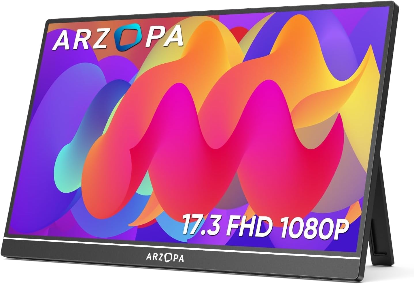ARZOPA 17.3” Portable Monitor,103% sRGB FHD 1080P IPS Gaming Monitor Laptop Monitor with Built-in Kickstand Speaker HDMI USB C 60Hz External Screen for PC MacBook Mobile Xbox Switch PS5 ARZOPA 17.3” Portable Monitor,103% sRGB FHD 1080P IPS Gaming Monitor Laptop Monitor with Built-in Kickstand Speaker HDMI USB C 60Hz External Screen for PC MacBook Mobile Xbox Switch PS5