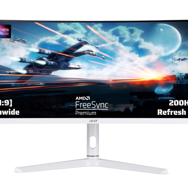 Acer XZ306CX 29.5 Inch (74.93 Cm) Ultrawide 21:9 1500R Curve 2560 X 1080 Pixels LCD Monitor with LED Backlight I 1 MS VRB I 200 Hz I HDR 400 I DCI-P3 93% I AMD Free Sync I 2XHDMI 1XDP I White