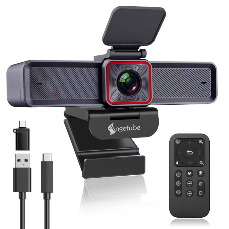 Angetube 4K AI Webcam: AI-Trackig Web Camera Dual AI Noise-Cancelling Microphones - HDR-Enabled, USB 3.0, Remote Control, Adjutable Field of View, Work with Teams, Zoom, Webex, Google