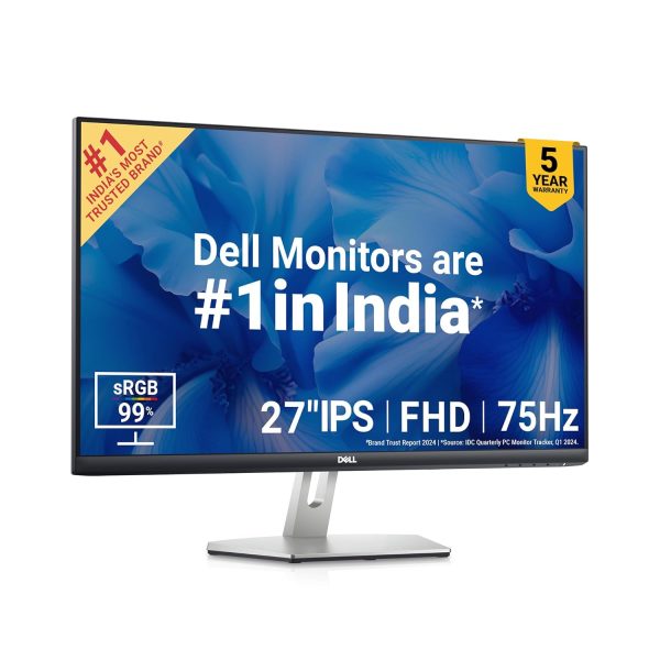 Dell S2721HNM 27″ (68.96 cm) FHD Monitor 1920 X 1080 Pixels @75Hz, IPS Panel, 99% sRGB, Brightness 300 cd/m2, Low Blue Light Technology, 3-Sided bezelless, HDMI x2, Tilt Adjustment, AMD FreeSync