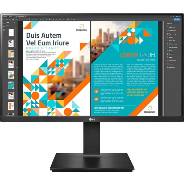 LG Electronics 24 inch (60 cm) QHD (2K) 2560 x 1440 Pixels, IPS-sRGB 99%, Height Adjust, Pivot (2Way), Swivel, Display Port, HDMIx 2, 3 Side Slim Border, Black Color – 24QP550