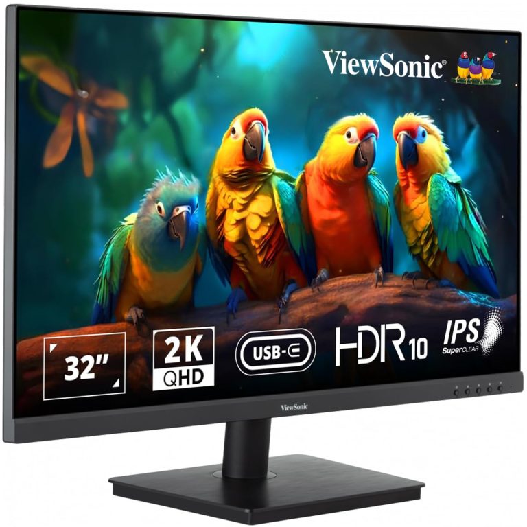 ViewSonic 32 Inch 2K QHD SuperClear IPS Monitor with FreeSync, USB-C Single Cable Solution 65W Laptop Charge Back, HDR10, Speaker, 3-Side Bezel Less, USB-C | HDMI | DP | Wall Mount - Va3209U-2K
