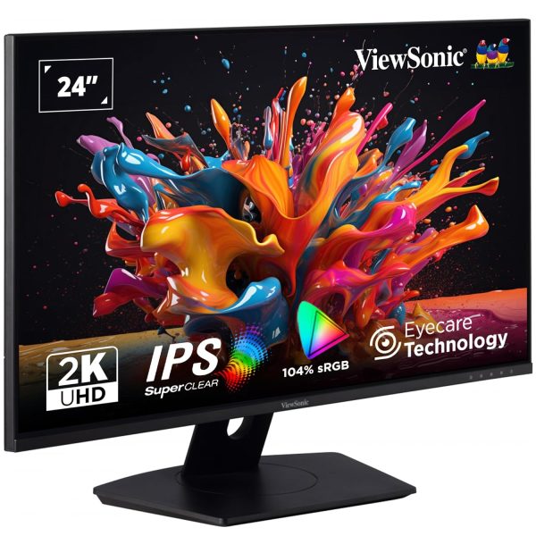 ViewSonic (From USA) 60.96Cm (24″) 2K 2560*1440 Pixel IPS Monitor with 3-side Bezel Less, 3.89Ms Response Time, sRGB 104%, Eye Care,Wall Mount,250 nits Brightness, 2xHDMI, Display Port -VX2480-2K-SHD