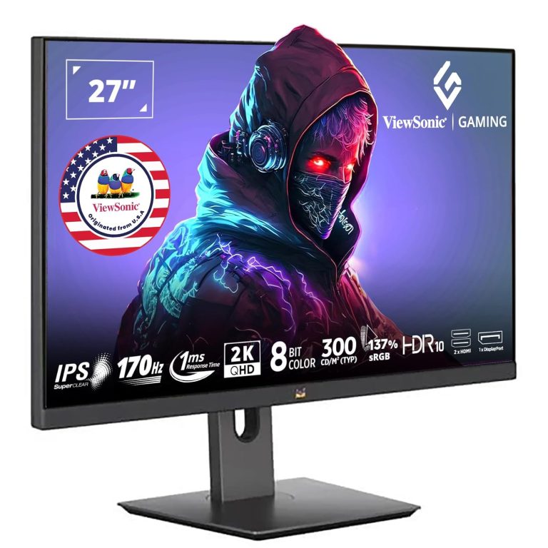 ViewSonic Gaming(Originated in USA) 27Inch 170Hz IPS QHD 2K Gaming Monitor,1ms, HDR10, FreeSync, 137% sRGB, Height Adjustment, Swivel, Tilt, Pivot, Eye Care, 2 x HDMI, Display Port - VX2758A-2K-PRO-2